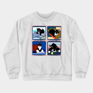 Cute Tuxedo Cat a patchwork kitty image  Copyright TeAnne Crewneck Sweatshirt